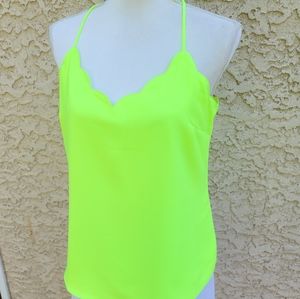 New! J. Crew Scalloped Camisole Top Neon Yellow Green Cami NWT